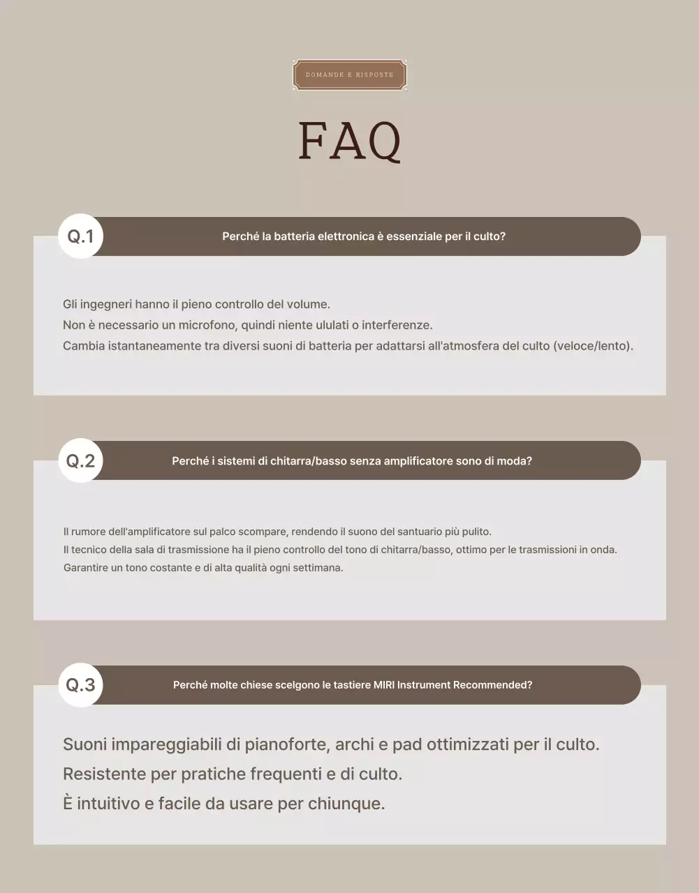 Promozione della fornitura di strumenti di alta qualità per il team del ministero della chiesa marrone