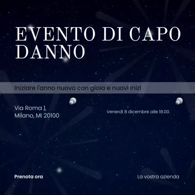Evento di Capodanno minimalista blu e bianco sui social media