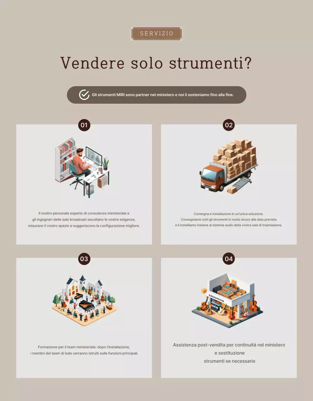 Promozione della fornitura di strumenti di alta qualità per il team del ministero della chiesa marrone