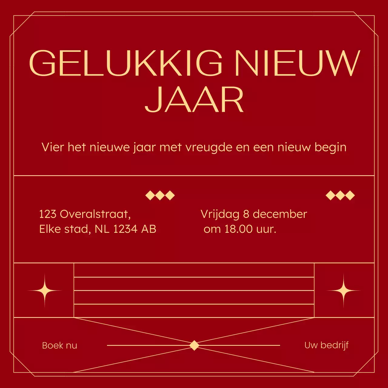 Rood en goud Art Deco Nieuwjaarsevenement Social Media Square