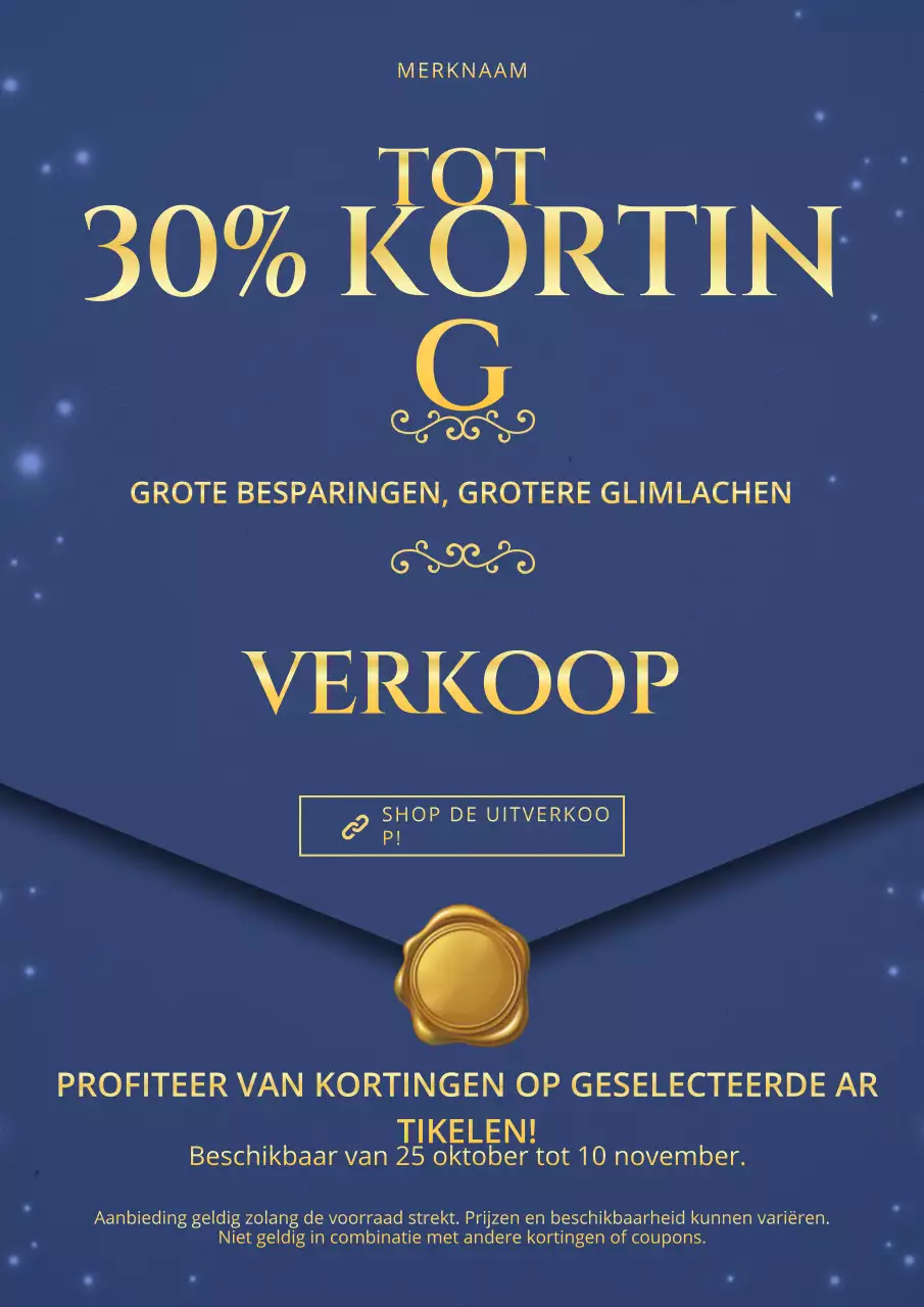 Blauwe en gouden moderne minimalistische nieuwjaarspromotieposter