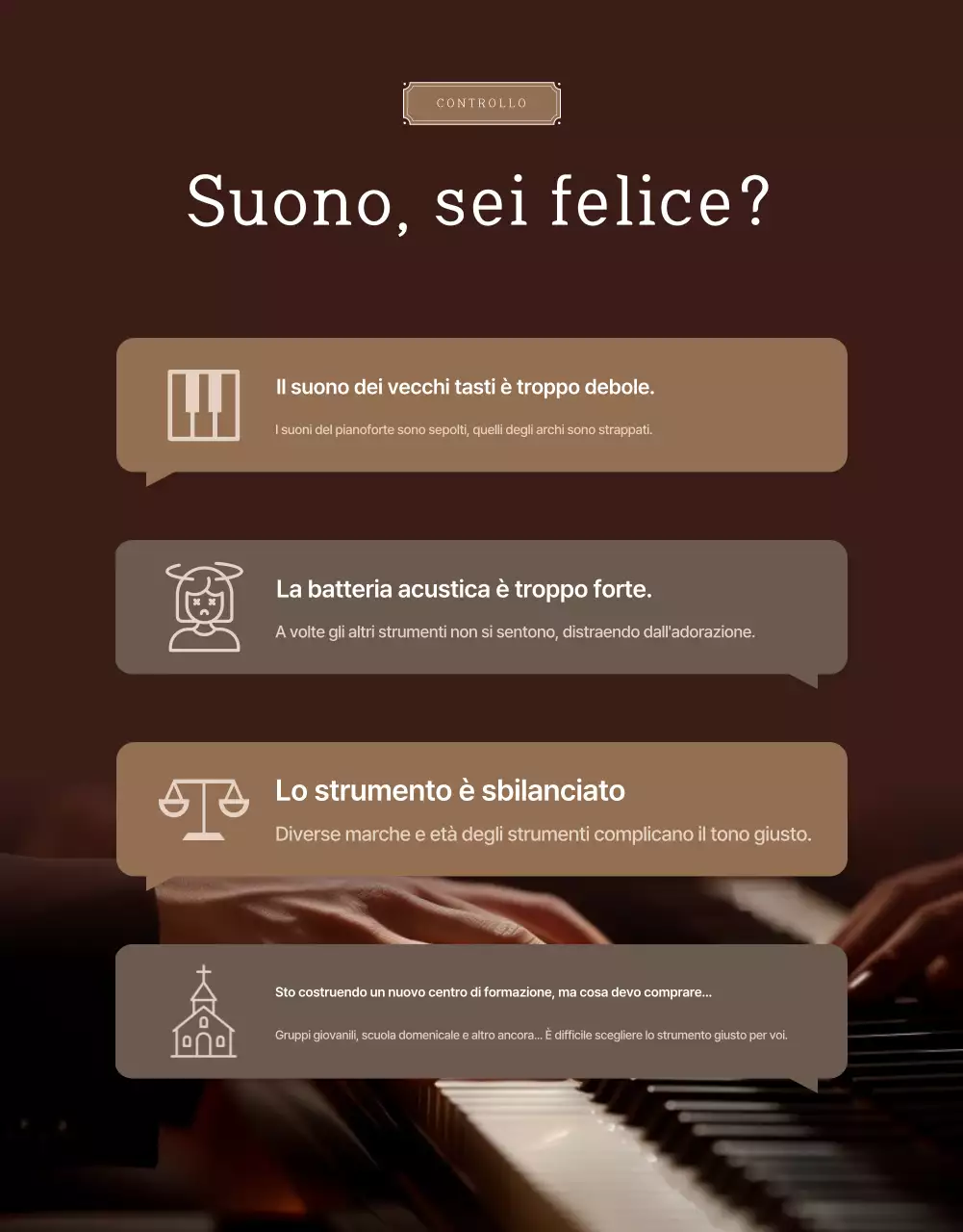 Promozione della fornitura di strumenti di alta qualità per il team del ministero della chiesa marrone