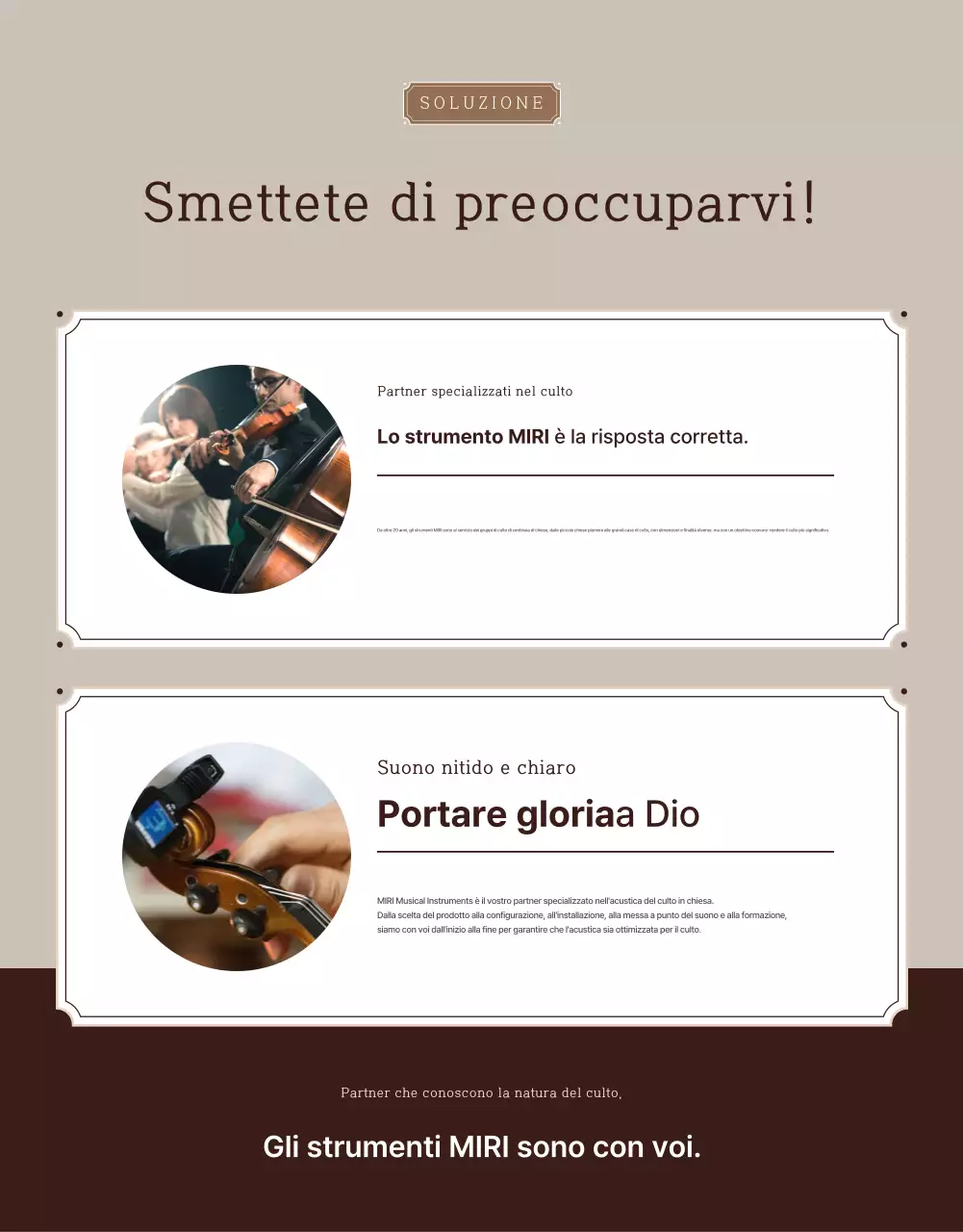 Promozione della fornitura di strumenti di alta qualità per il team del ministero della chiesa marrone