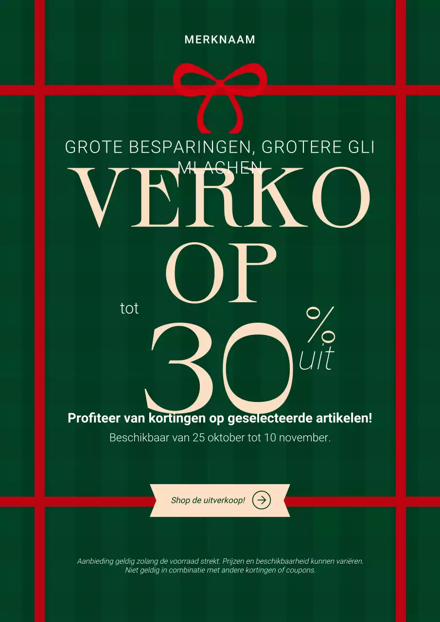 Groen en rood modern minimalistisch kerstpromotieposter