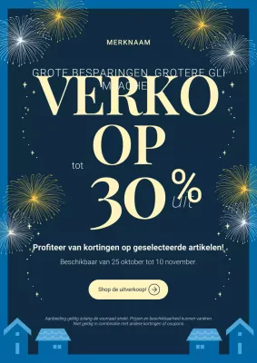 Blauwe eenvoudige illustratieve nieuwjaarspromotieposter