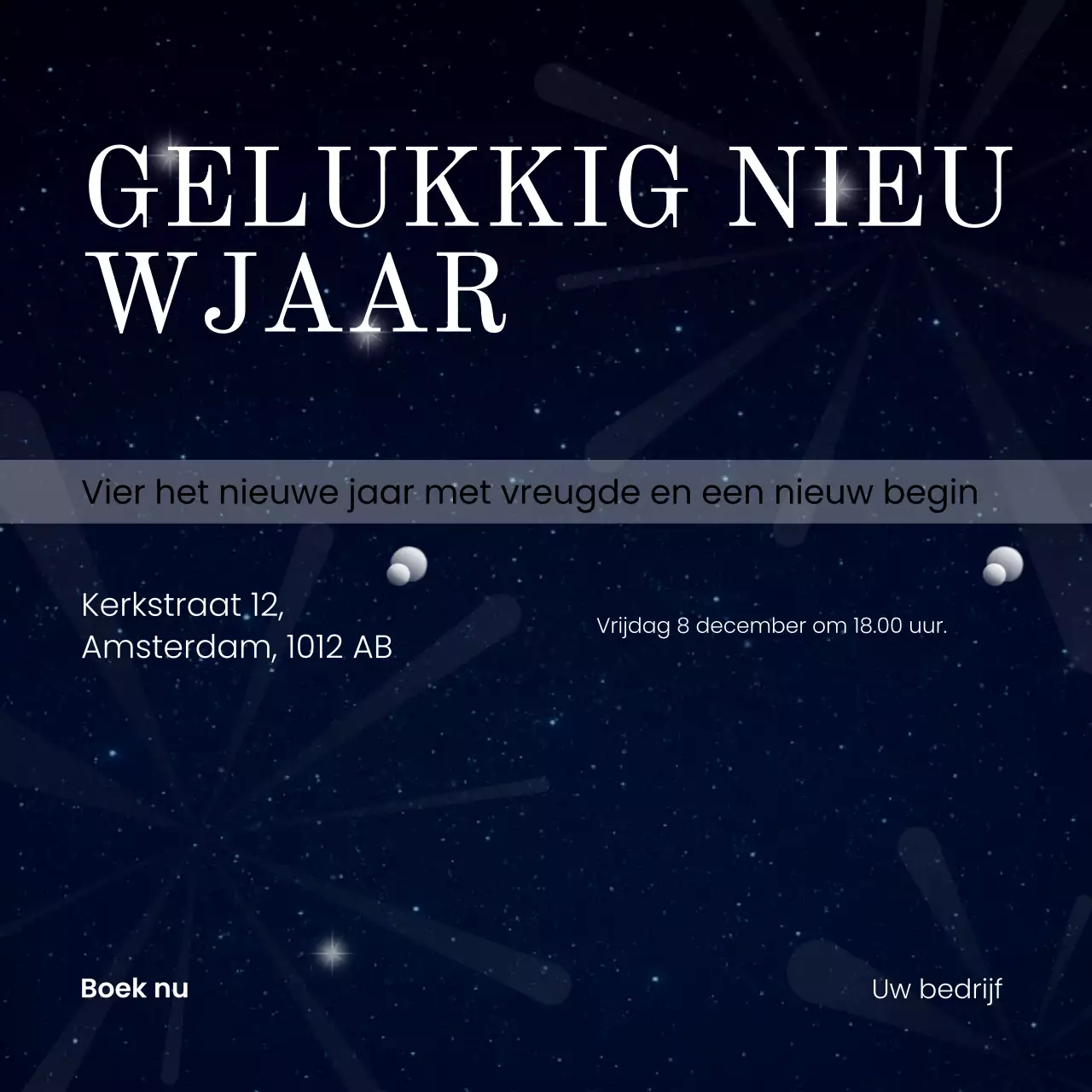 Blauw en wit minimalistisch nieuwjaarsevenement Social Media Square