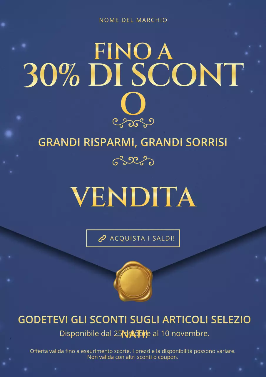 Poster promozionale minimalista moderno blu e oro per il nuovo anno