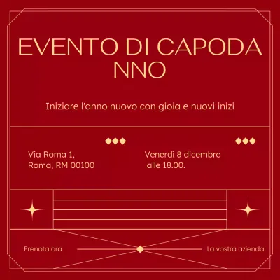 Piazza dei social media per l'evento di Capodanno in stile Art Déco rosso e oro