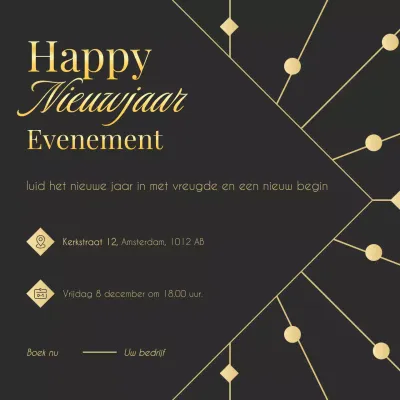 Goud en groen Art Deco Minimalistisch Nieuwjaarsevenement Social Media Plein