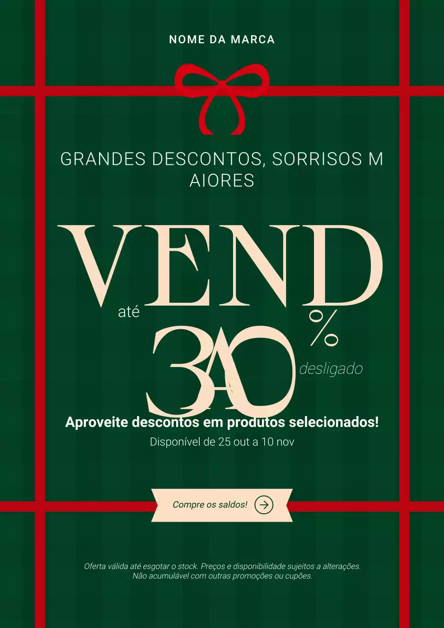 Pôster promocional de Natal minimalista moderno em verde e vermelho