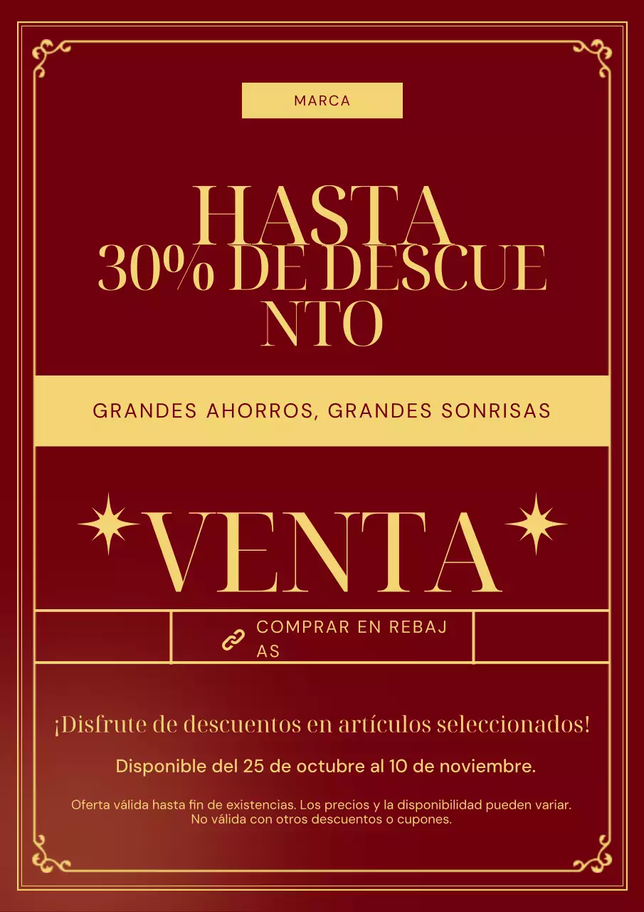 Póster promocional minimalista art déco marrón y dorado para Año Nuevo