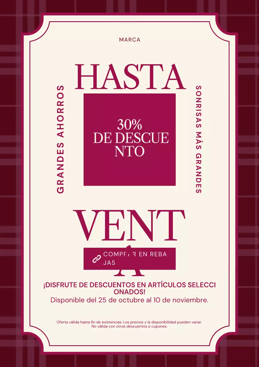 Póster promocional minimalista de Año Nuevo en tonos morado y crema