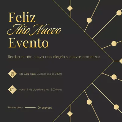 Evento de Año Nuevo minimalista Art Déco dorado y verde en redes sociales