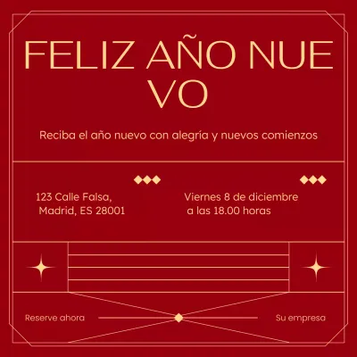 Evento de Año Nuevo Art Déco Rojo y Dorado en Redes Sociales