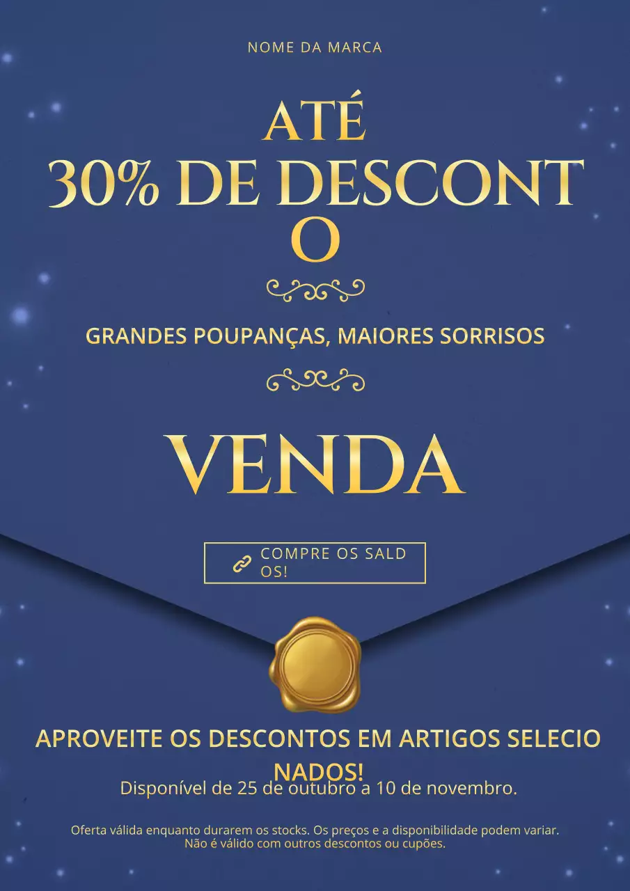 Pôster promocional minimalista moderno de Ano Novo em azul e dourado