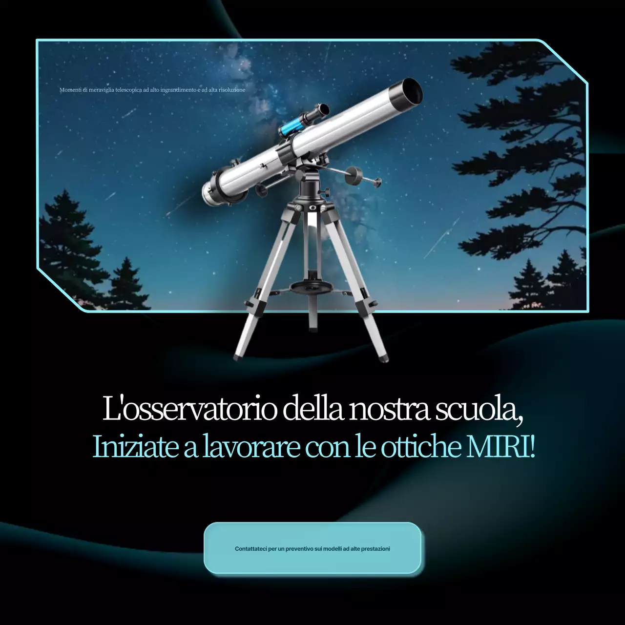 Pubblicità di astronomia moderna nera