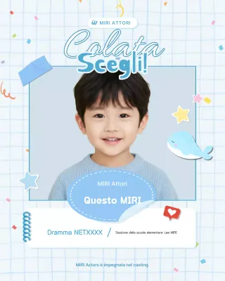 Un annuncio di casting per un grazioso bambino attore color cielo.