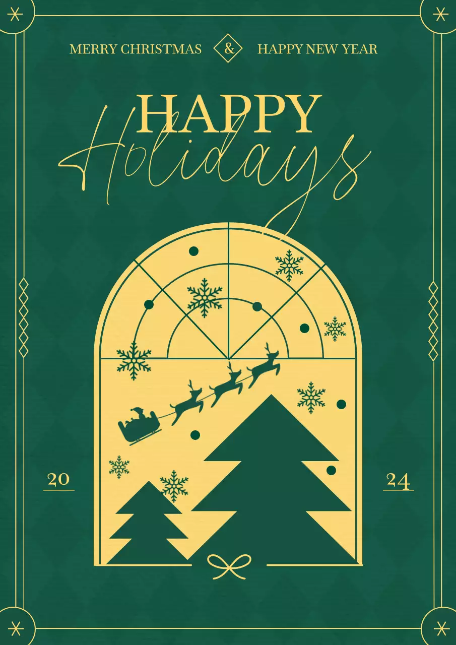 초록 빈티지 크리스마스 카드