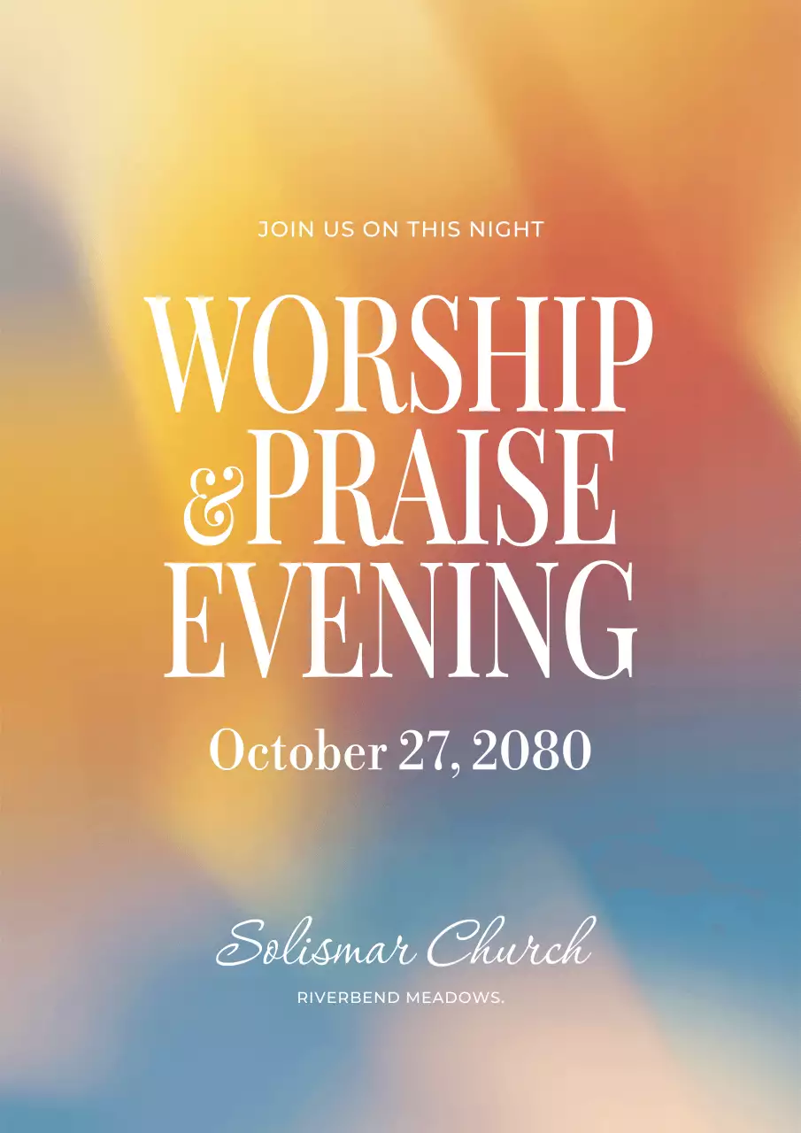 Colorful Pastel Worship Announcement Poster