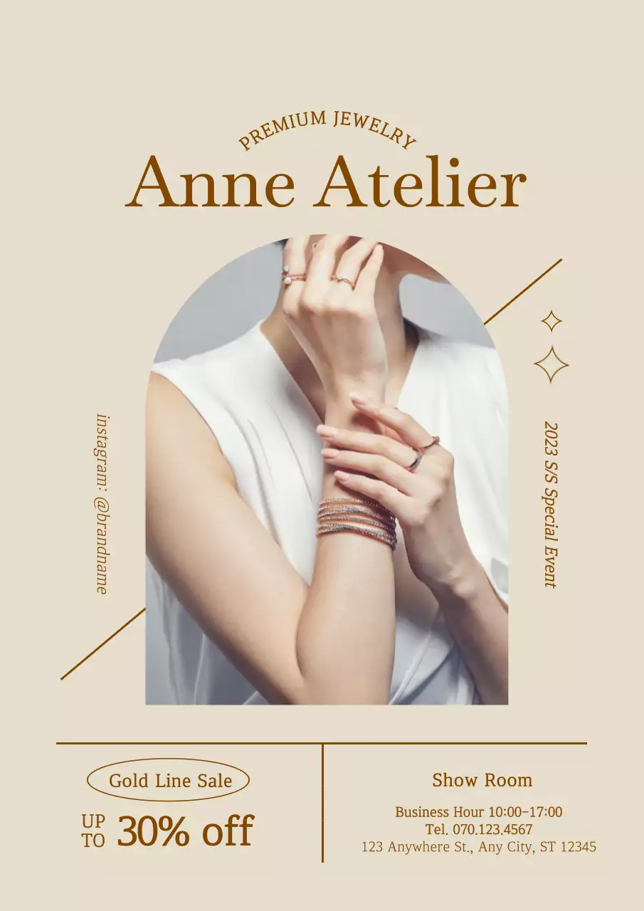 A jewelry event highlighted by a beige photo