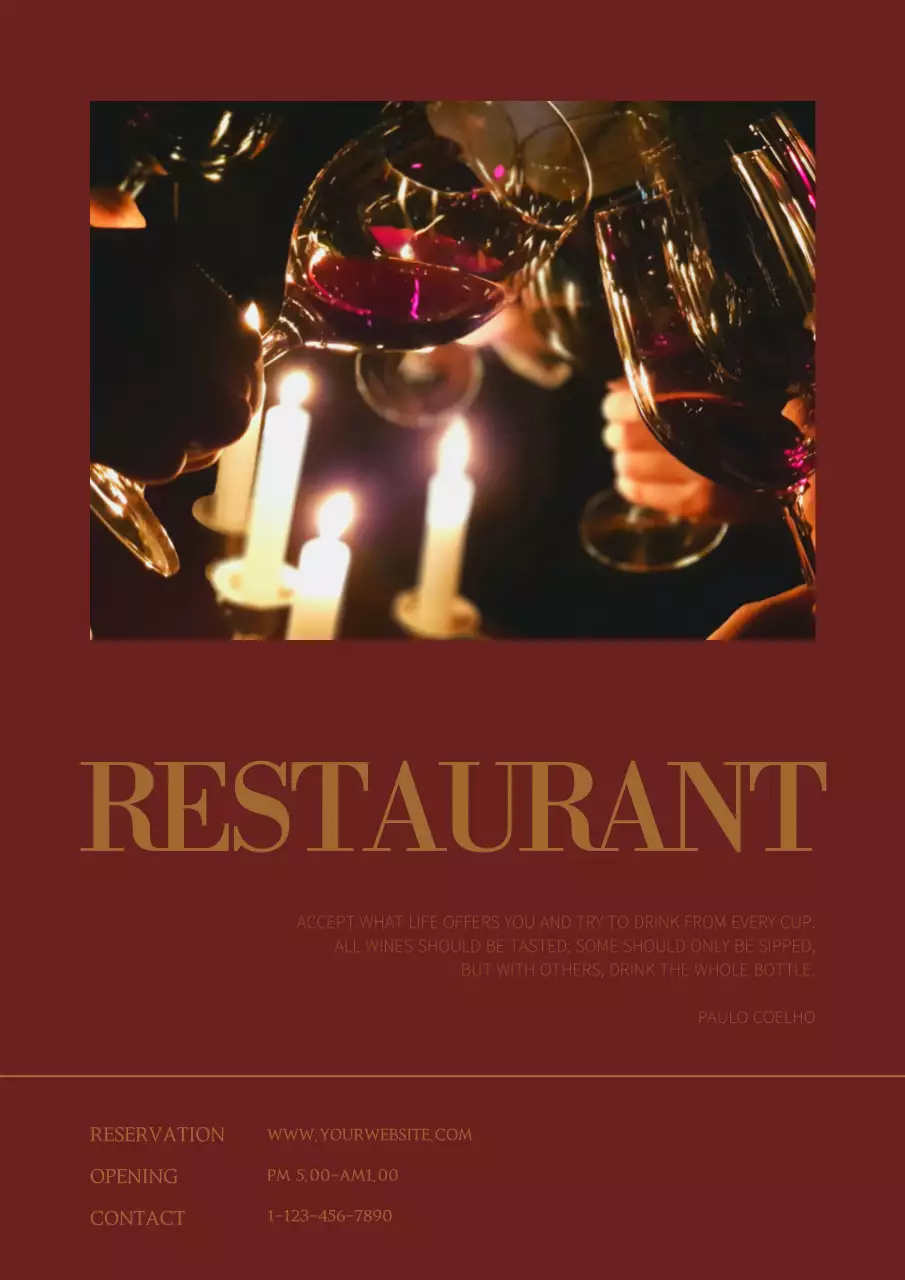 Maroon Elegant Restaurant Promotion Poster