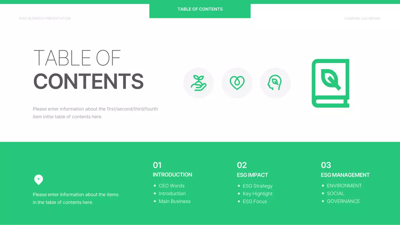 Green Minimal Business Report Document Presentation