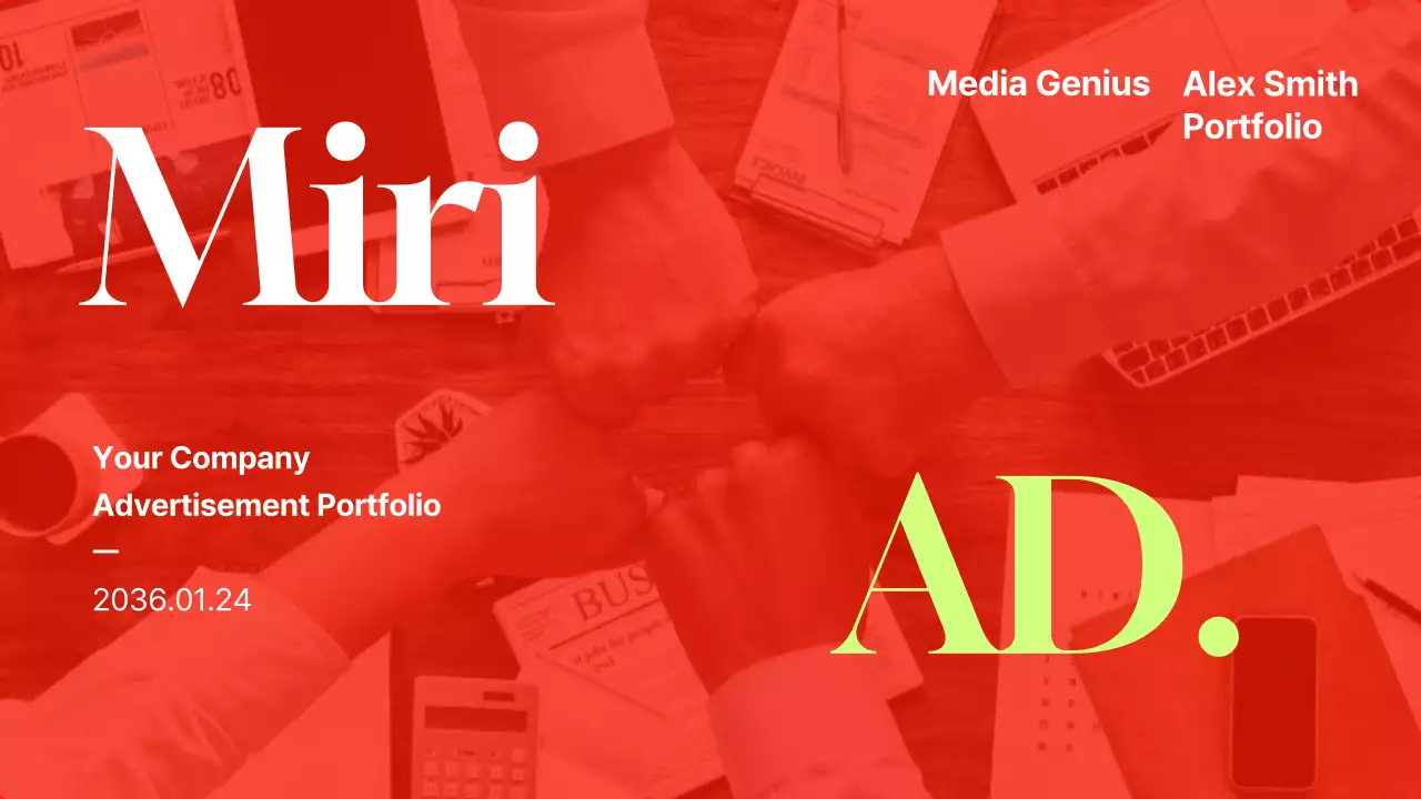 Modern-style business ad in red and lime green