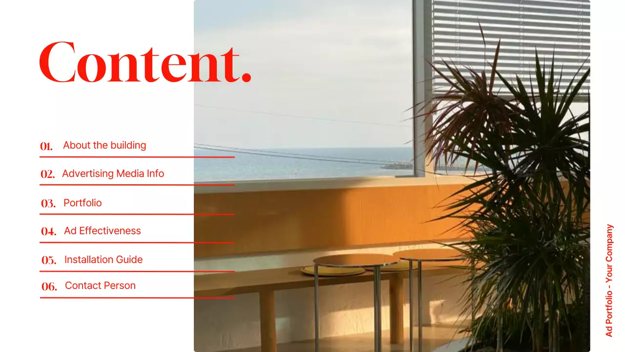 Modern-style business ad in red and lime green