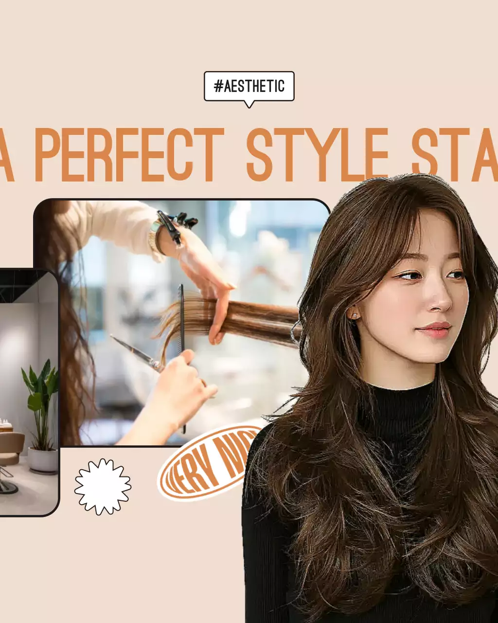 베이지 모던 미용실 홍보