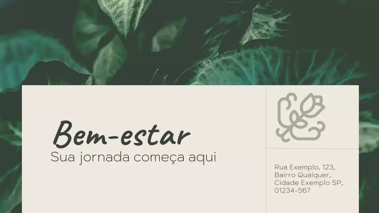 Apresentação do Cartão de Bem-Estar Minimalista Verde