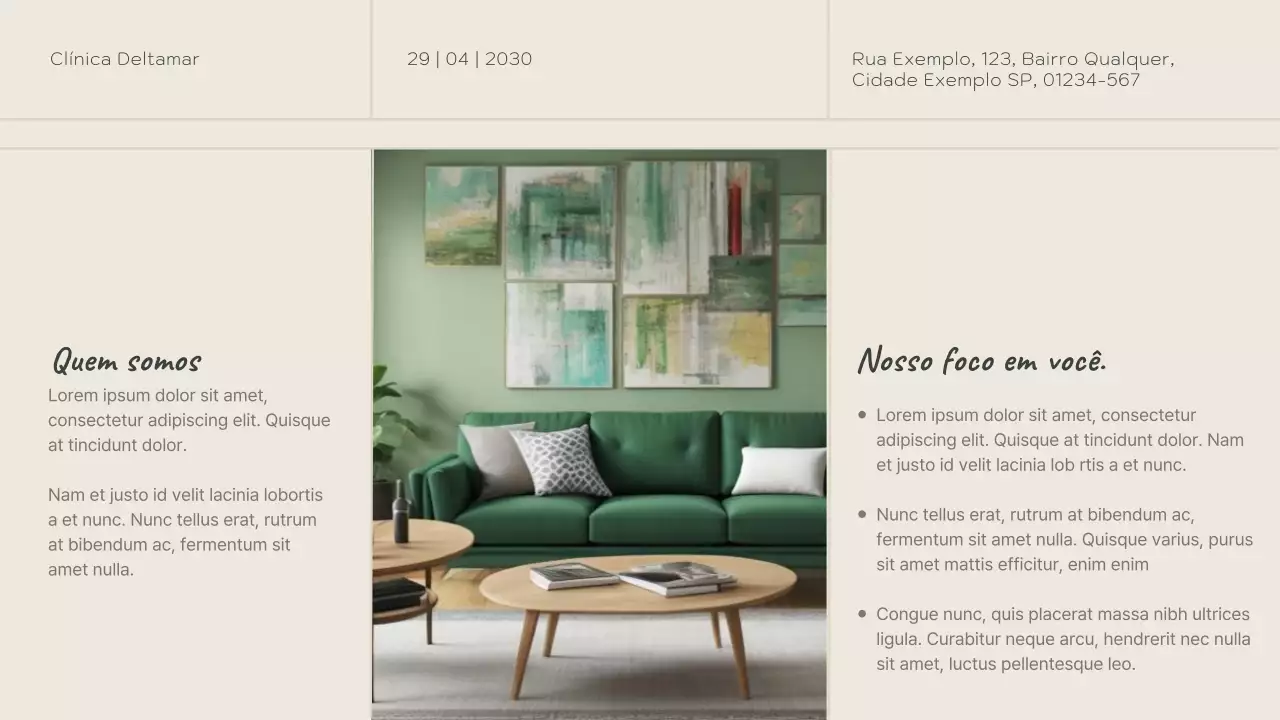 Apresentação do Cartão de Bem-Estar Minimalista Verde