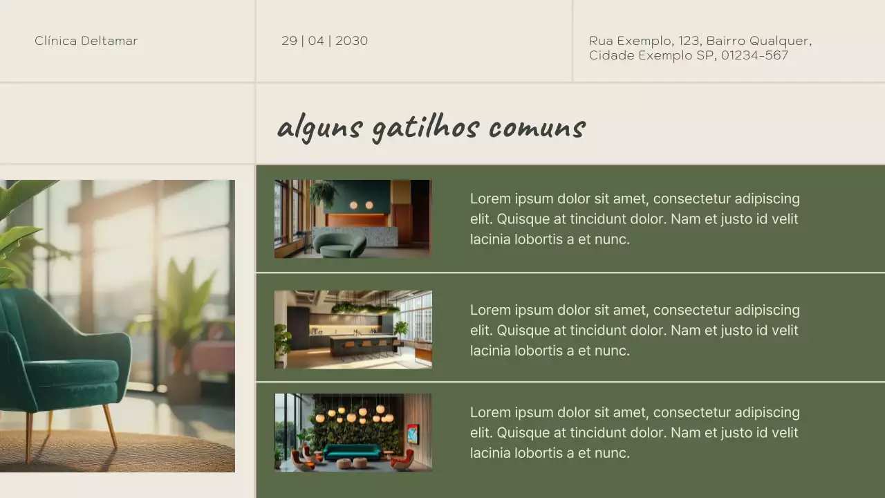 Apresentação do Cartão de Bem-Estar Minimalista Verde