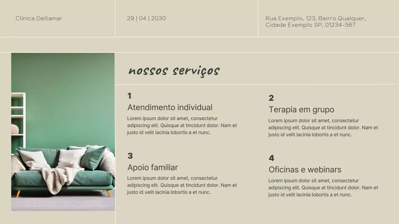 Apresentação do Cartão de Bem-Estar Minimalista Verde