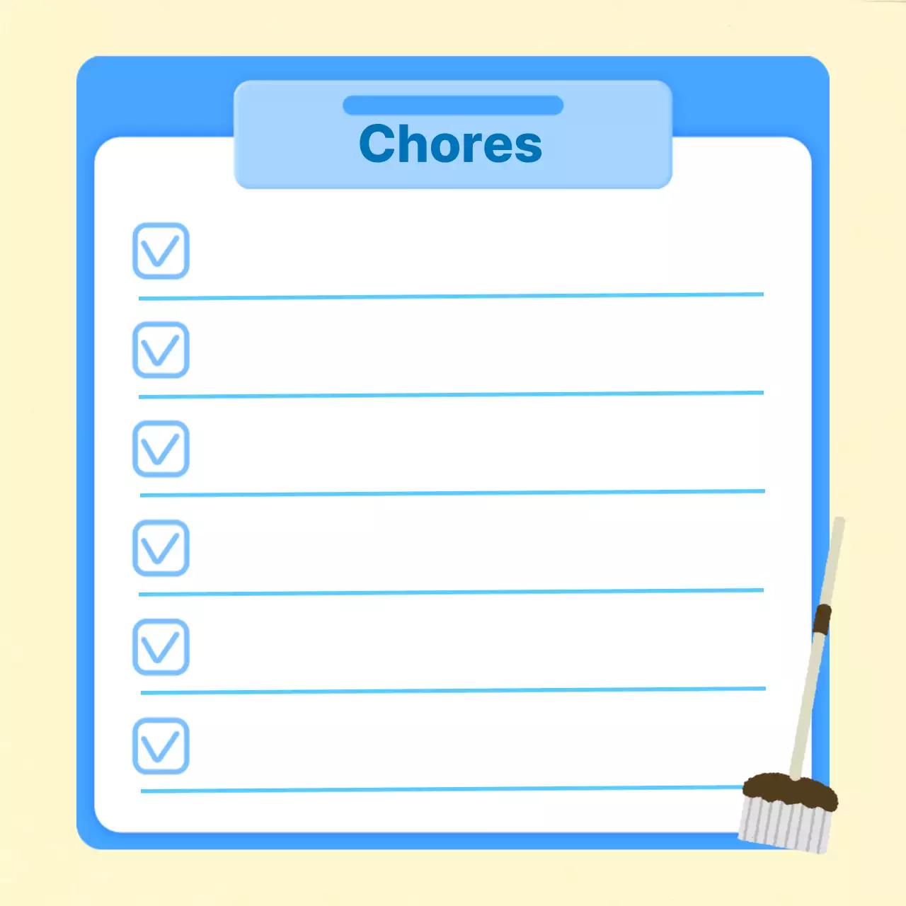 하늘색 심플 생활 메모지 체크리스트