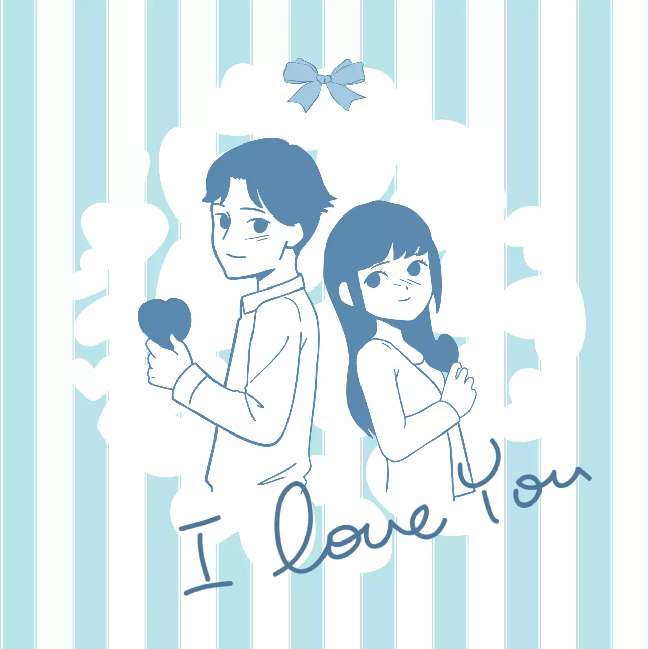 하늘색 아기자기한 연애 편지