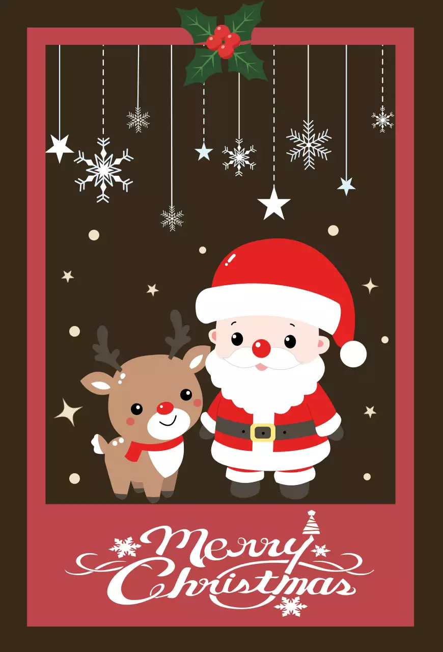 고동색의 귀여운 크리스마스 레터