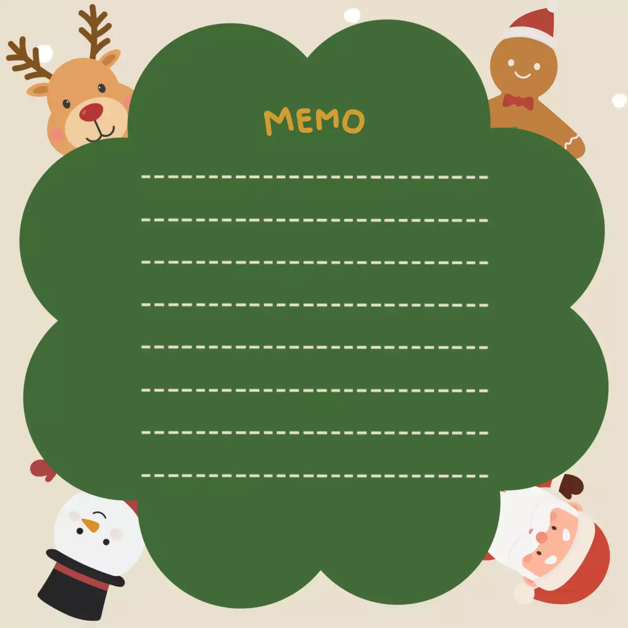 초록 아기자기한 크리스마스 편지 프레임