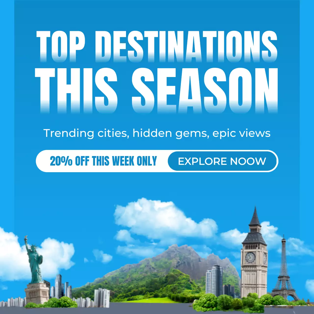 하늘색 모던 여행 프로모션