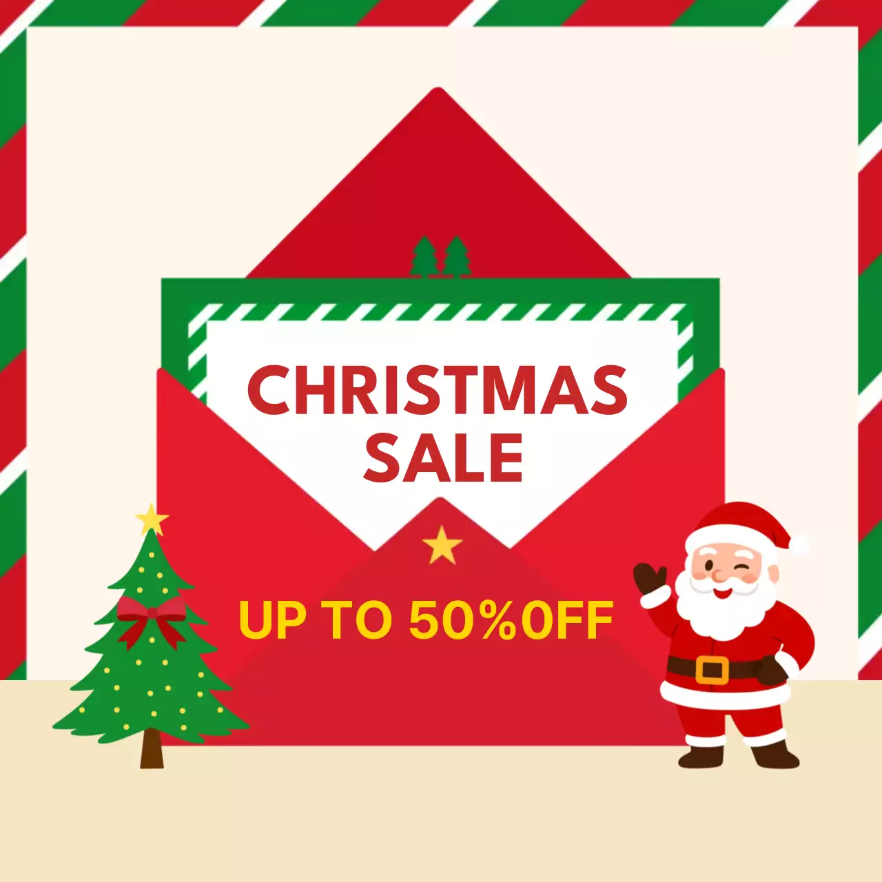 빨강 심플 크리스마스 할인 행사 안내