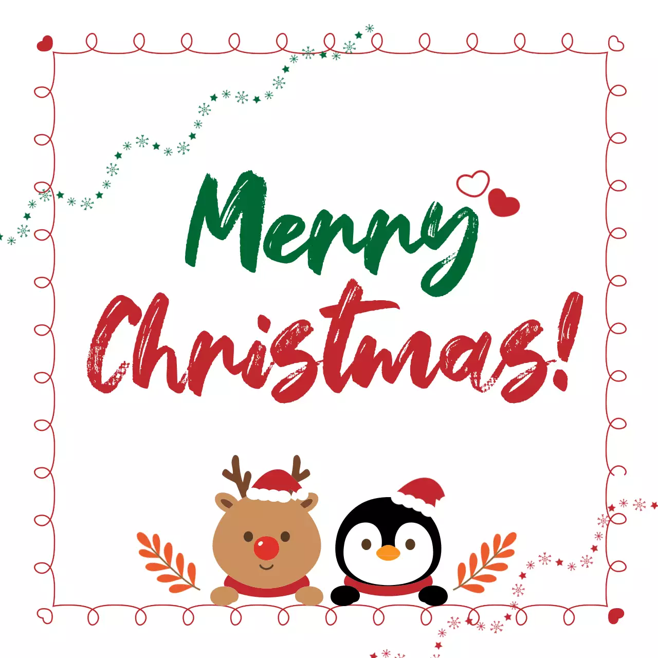 빨강 아기자기한 크리스마스 엽서