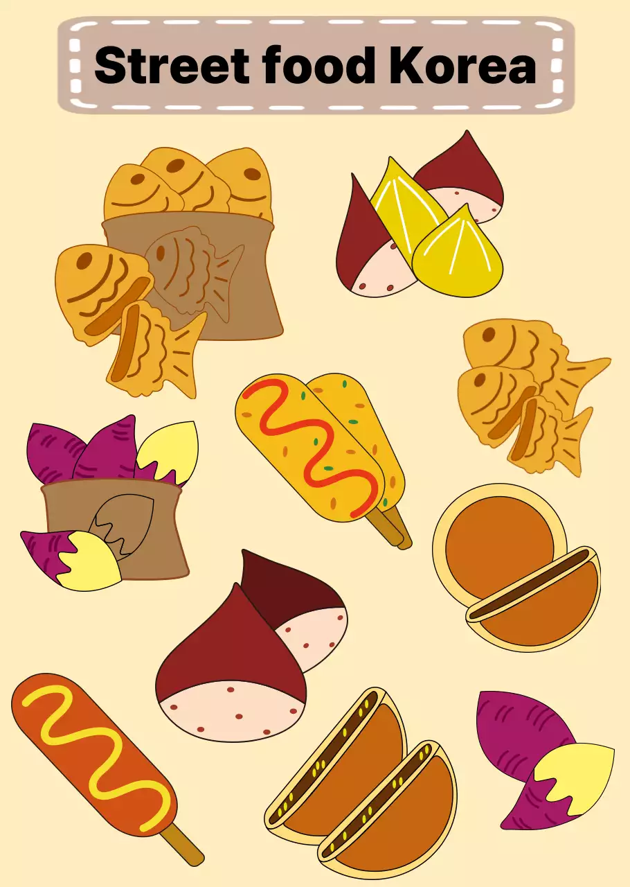 베이지색 겨울 길거리 간식