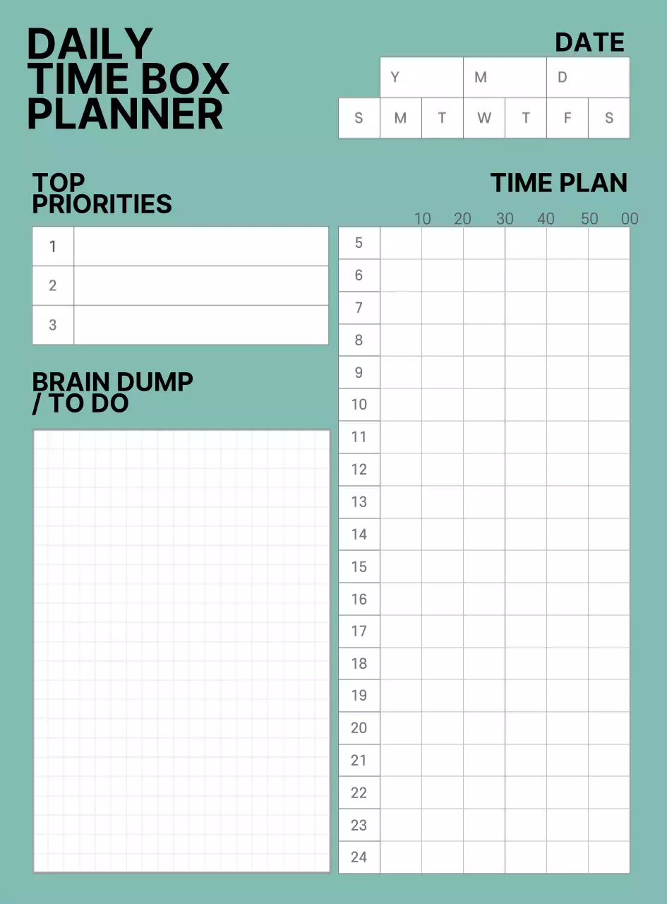 민트 심플 시간 관리 다이어리