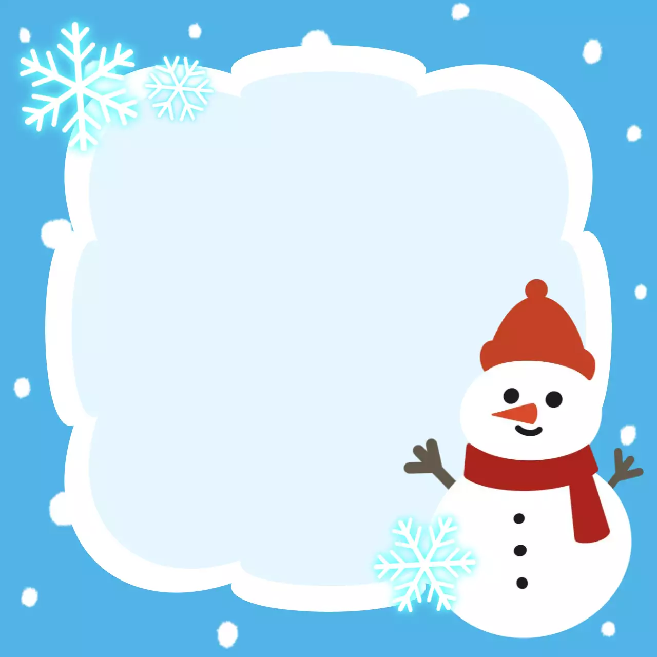 하늘색 아기자기한 겨울 눈사람 엽서