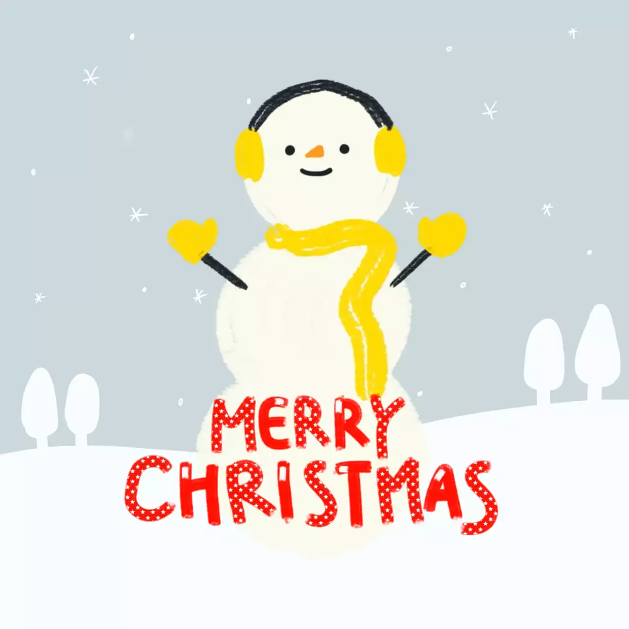 회색 아기자기한 크리스마스 엽서