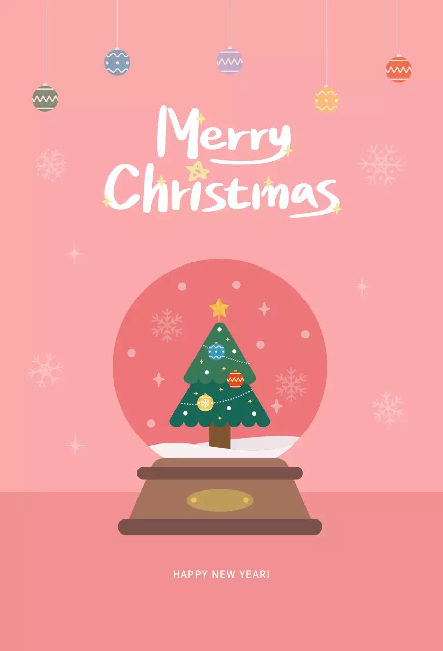 Saudações de Natal fofas em tons de rosa