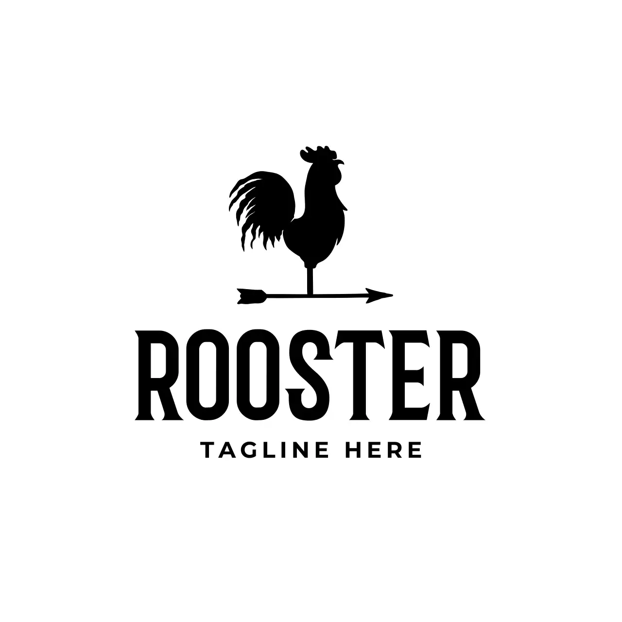 Black Vintage Rooster for Brand Identity