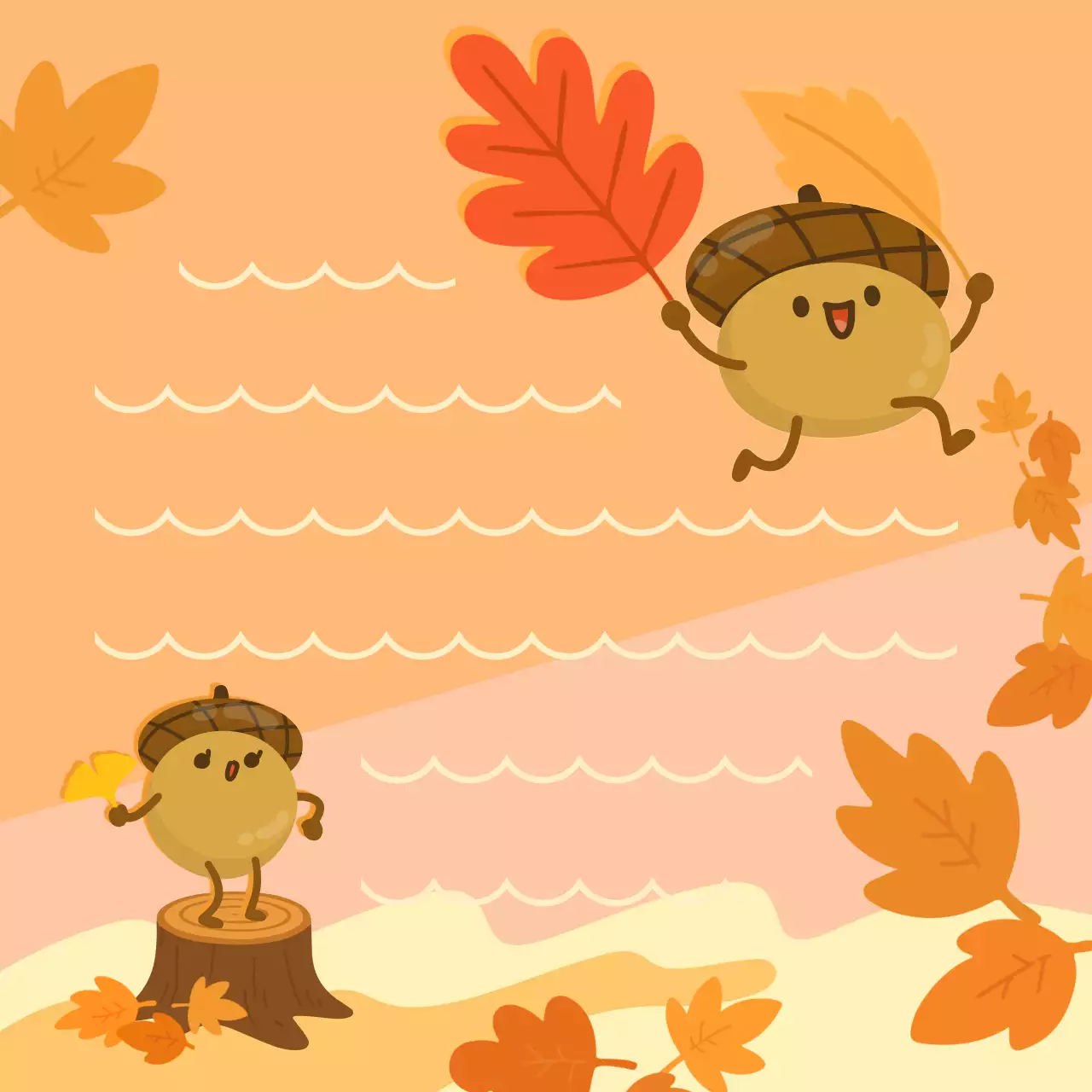 주황 아기자기한 가을 장식