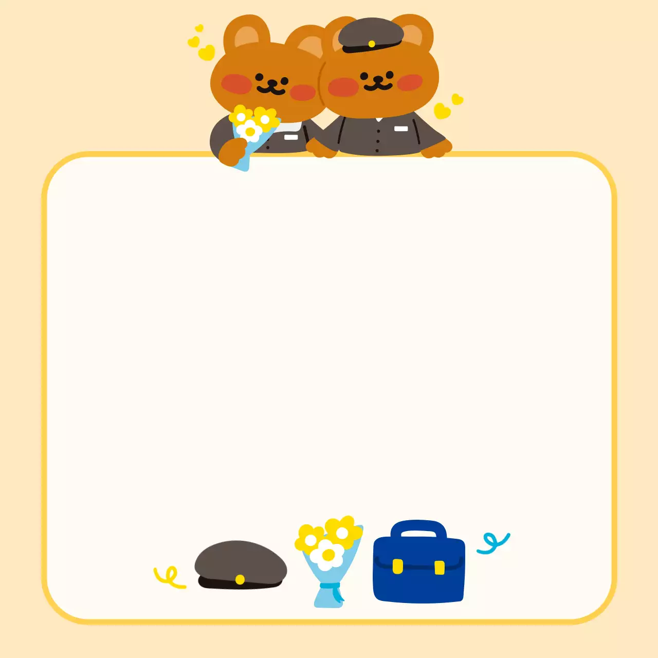 노랑 아기자기한 졸업 편지지