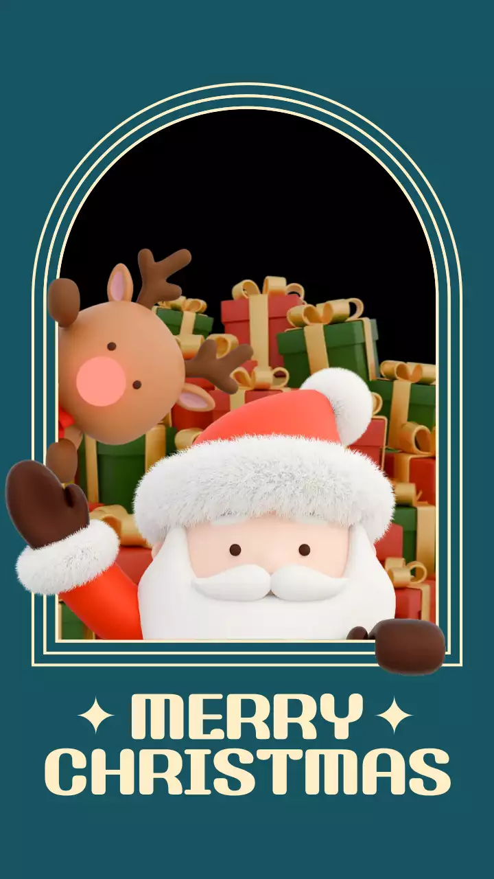 남색 아기자기한 크리스마스 카드