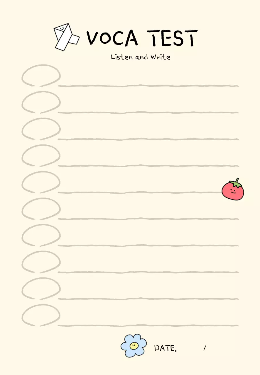 아이보리 심플 아기자기한 단어시험